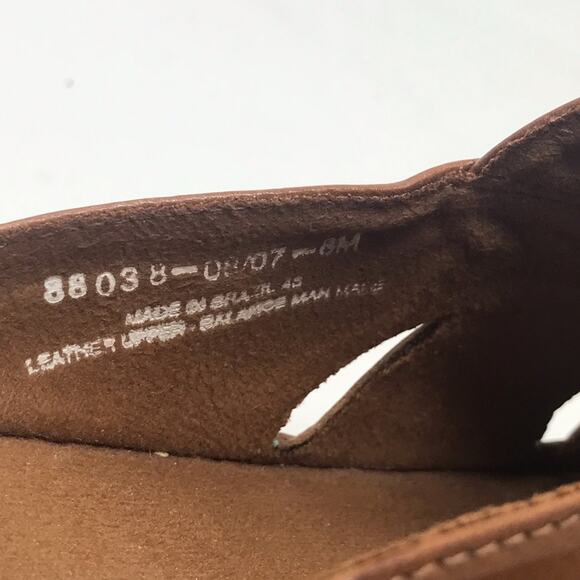 Clarks Brown Tan Leather Huarache Woven Comfort Slides Sandals shoes womens 6 - Picture 10 of 10